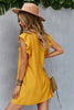 Load image into Gallery viewer, Yellow Button Boho Summer Dress with Ruffles