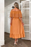 Orange Hollow Out Maxi Boho Dress