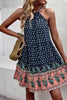 Load image into Gallery viewer, Halter Neck Bohemian Style Printed Green Summer Dress