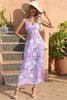 Load image into Gallery viewer, Blue Floral V-Neck Boho Maxi Summer Dress