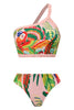 Load image into Gallery viewer, Orange 3 Piece Printed Bikini Set with Tassel Beach Dress
