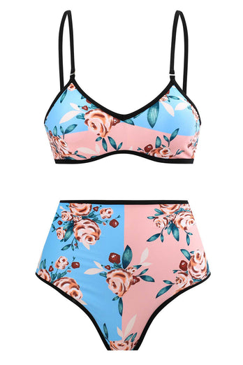 Floral Printed 3 Piece Bikini Set with Beach Skirt