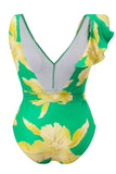 Two Piece Printed Green Bikini Set with Beach Skirt