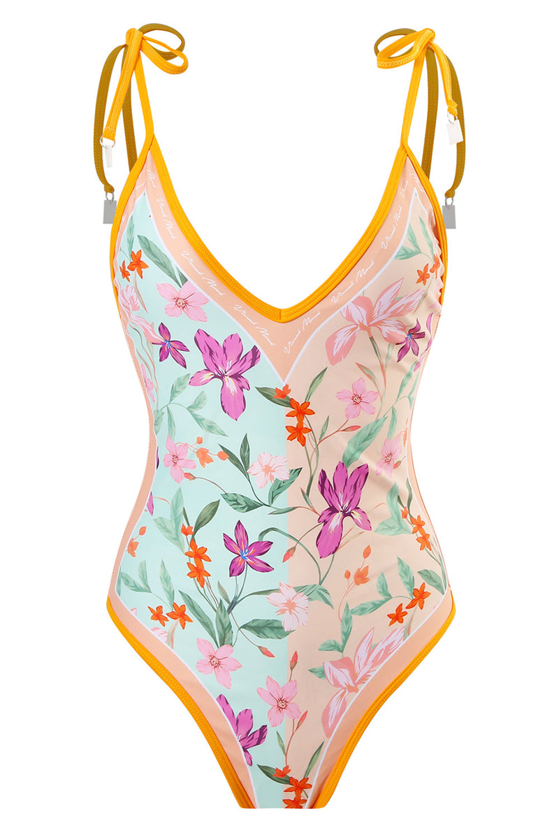 Load image into Gallery viewer, Pink One Piece Flower Printed Swimwear
