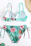 Green Front Cross Two Piece Bikini Sets