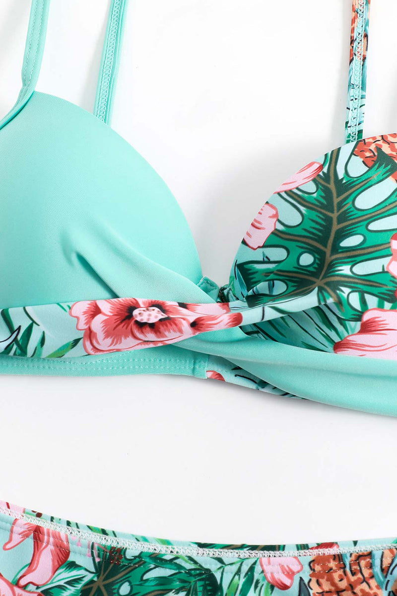 Load image into Gallery viewer, Green Front Cross Two Piece Bikini Sets