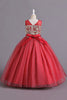 Load image into Gallery viewer, Red A Line Beaded Girls&#39; Dress With Bow