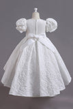 White A Line Girls' Dress With Bow