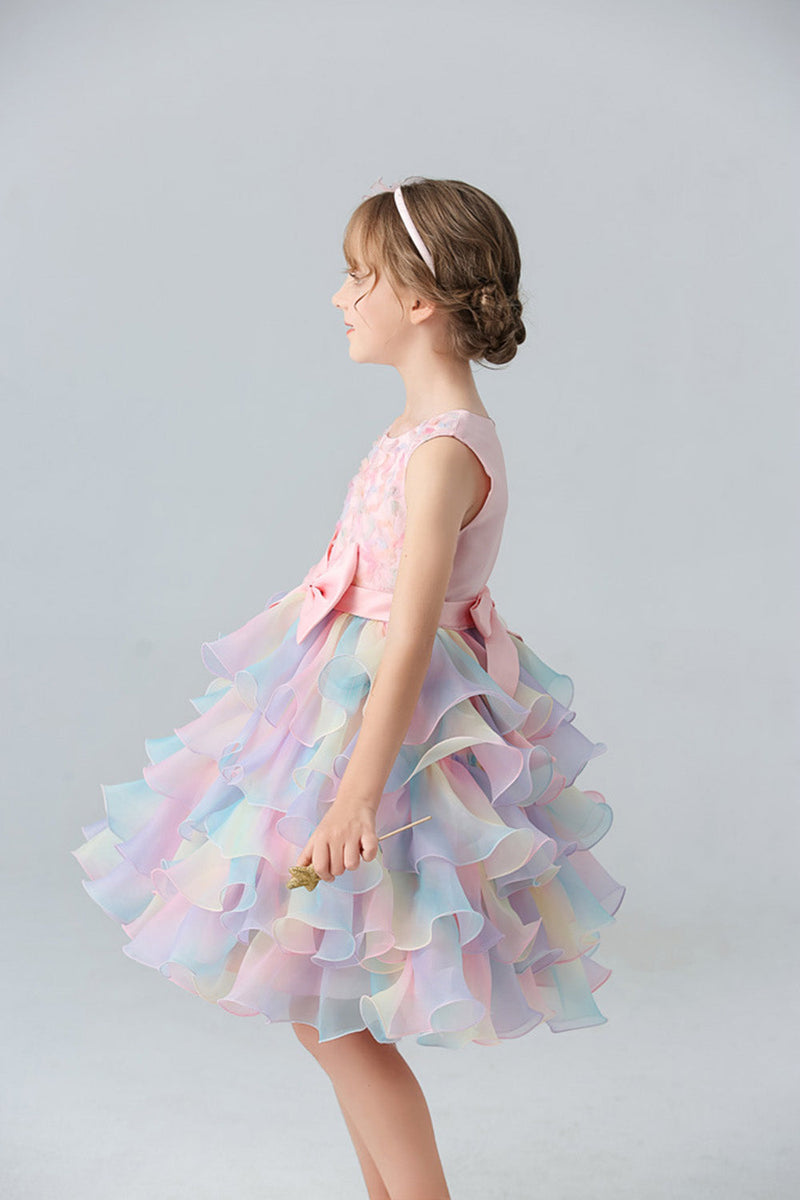 Load image into Gallery viewer, Blue Tulle Tiered Girls&#39; Dress with Bows