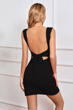 Black Sheath Open Back Graduation Dress