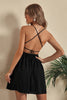 Load image into Gallery viewer, Black Spaghetti Straps Graduation Dress With Criss Cross Back