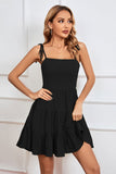 Black Spaghetti Straps Open Back Graduation Dress