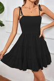 Black Spaghetti Straps Open Back Graduation Dress