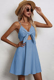 Black Keyhole Spaghetti Straps Graduation Dress