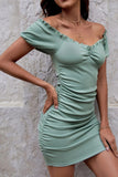 Green Off the Shoulder Bodycon Graduation Dress