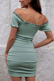 Green Off the Shoulder Bodycon Graduation Dress