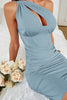 Load image into Gallery viewer, Bodycon Blue One Shoulder Graduation Dress