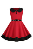 Black Jewel Neck Sleeveless 50's Girls Dress