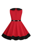 Black Jewel Neck Sleeveless 50's Girls Dress