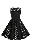 Black Jewel Neck Sleeveless 50's Girls Dress