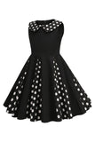 Black Jewel Neck Sleeveless 50's Girls Dress