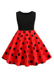 White Polka Dots Sleeveless Vintage Girl Dresses