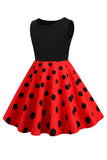 White Polka Dots Sleeveless Vintage Girl Dresses