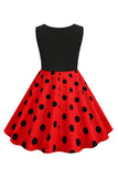 White Polka Dots Sleeveless Vintage Girl Dresses