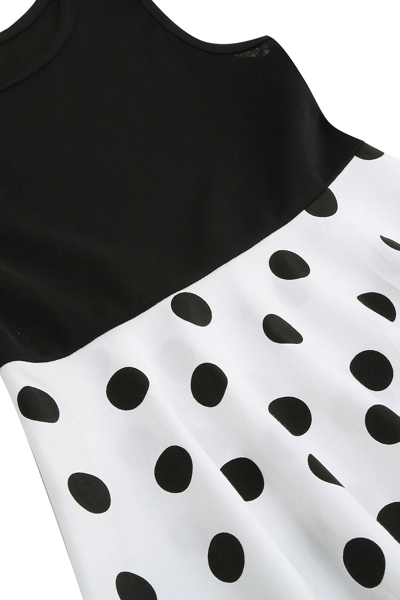 Load image into Gallery viewer, White Polka Dots Sleeveless Vintage Girl Dresses