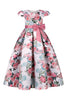 Load image into Gallery viewer, Blush Print Floral Long Girls&#39; Dress with Bowknot