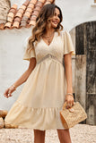 Apricot V Neck A Line Summer Dress