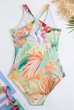 One Piece Flower Printed Yellow Swimwear Set with Beach Skirt