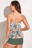 Two Piece Green Printed Swimsuit