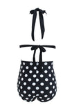 Black Polka Dots Halter Swimwear