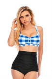 Plaid Halter Two Piece Swimwear