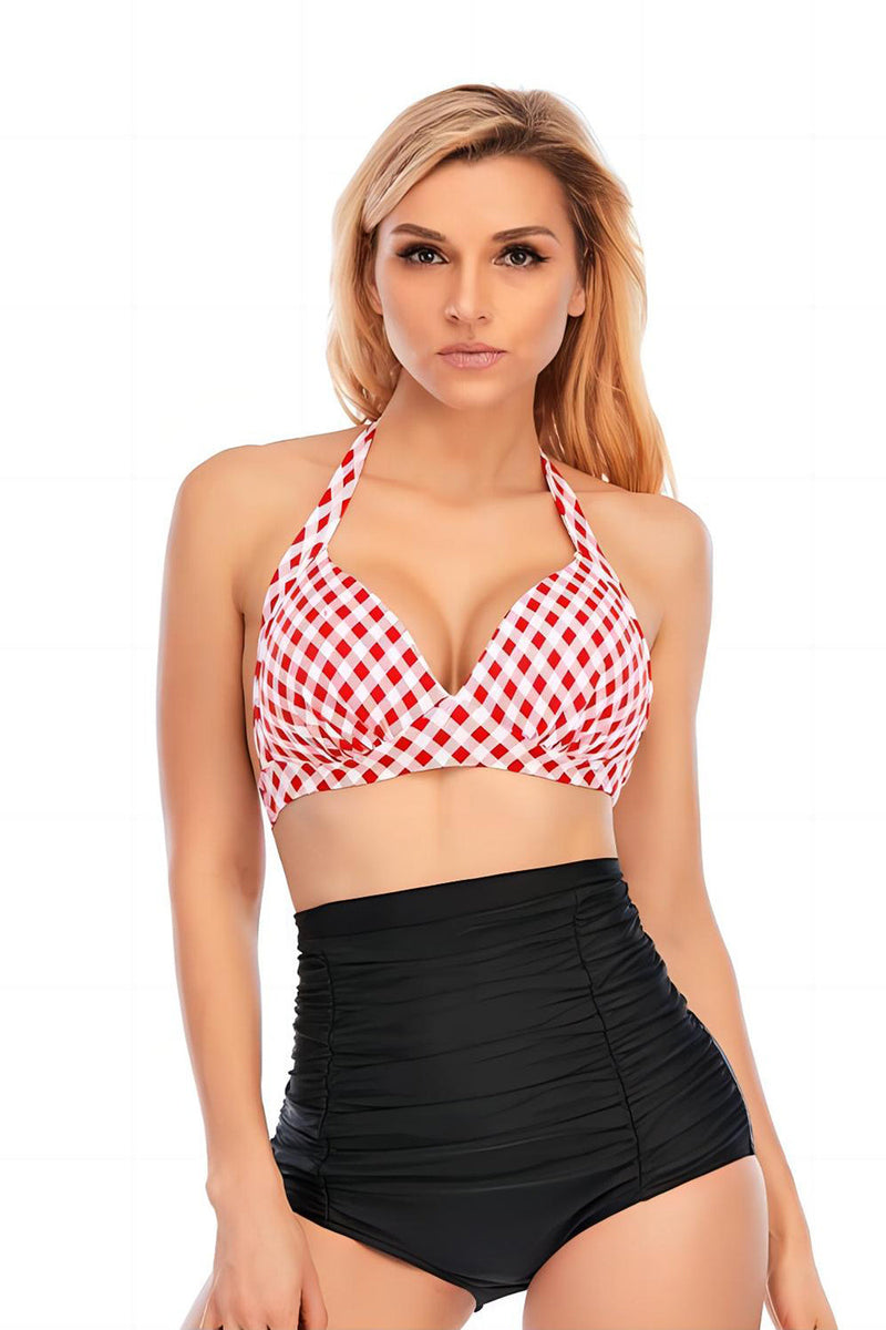 Load image into Gallery viewer, Two Piece High Waist Halter Swimsuits