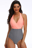 Halter Cut Out One Piece High Waist Swimwear