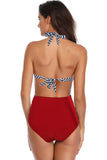 Halter Cut Out One Piece High Waist Swimwear