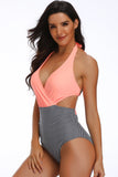 Halter Cut Out One Piece High Waist Swimwear