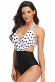 Halter Cut Out One Piece High Waist Swimwear