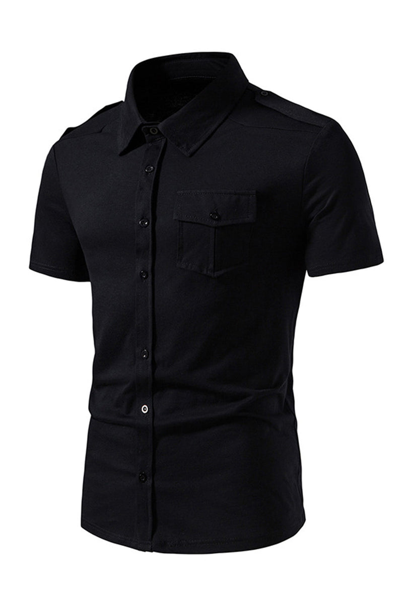 Load image into Gallery viewer, Black Slim Fit Short Sleeves Tops for Men