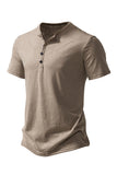 Button Black Summer Short Sleeves Tops for Men