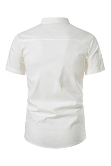 Slim Fit White Buttons Summer Men's Tops