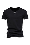 Black V-neck Short Sleeves Summer Men's Tops