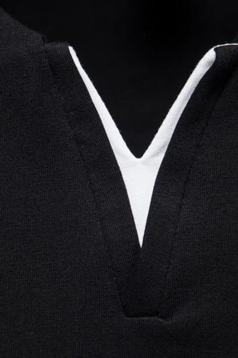 Black V-neck Short Sleeves Summer Men's Tops