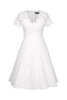 Load image into Gallery viewer, White Solid V-neck 1950s Dress with Lace