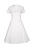 Load image into Gallery viewer, White Solid V-neck 1950s Dress with Lace