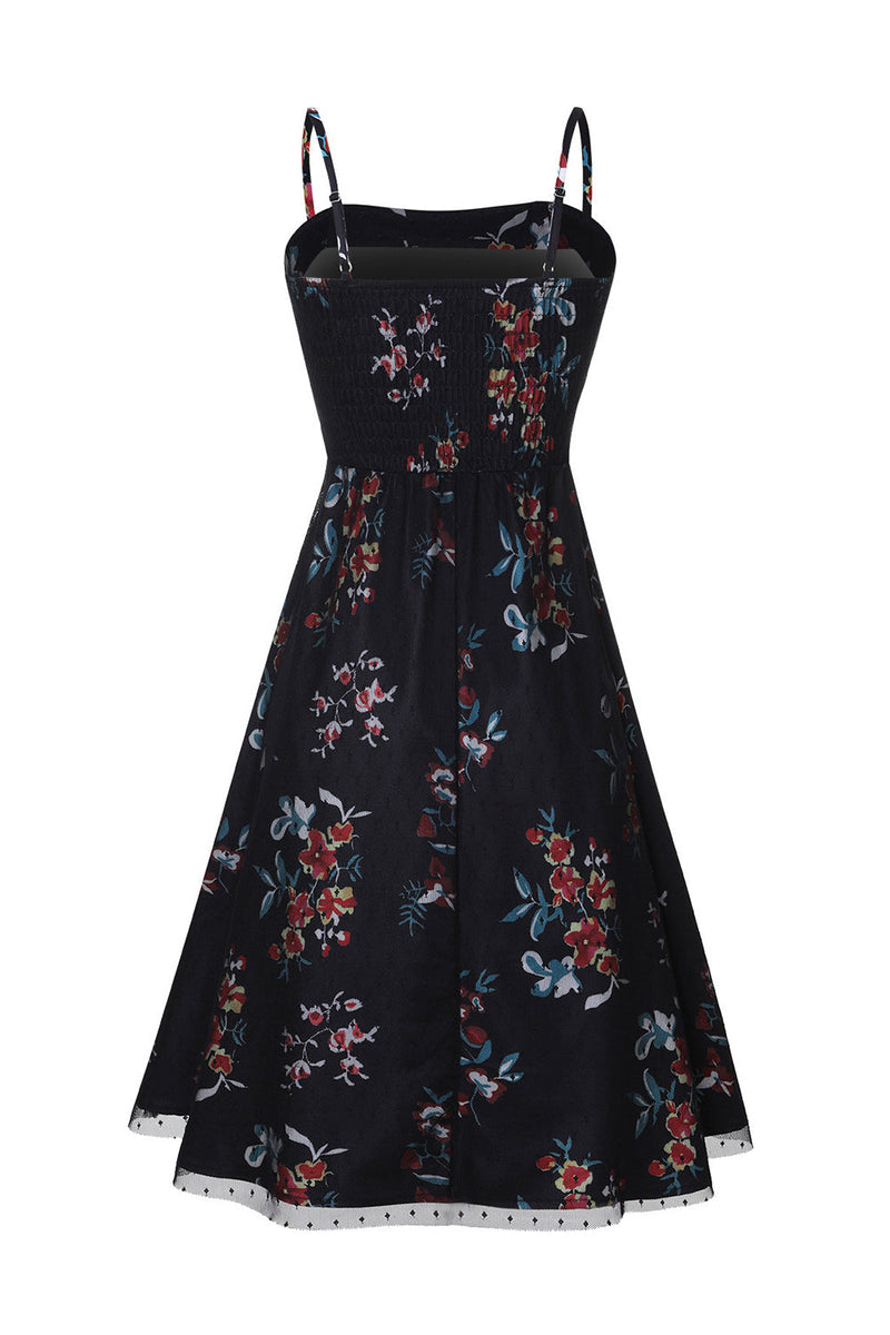 Load image into Gallery viewer, Black Printed 1950s Pin Up Dress