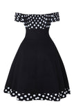 Off the Shoulder Polka Dots 1950s Dress