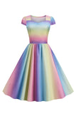 Colorful A Line Vintage 1950s Dress